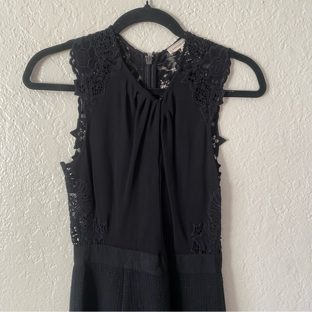 Rebecca Taylor Luna Script Lace Tweed Midi Dress Size 0 Black Chic Corpcore - Picture 8 of 15
